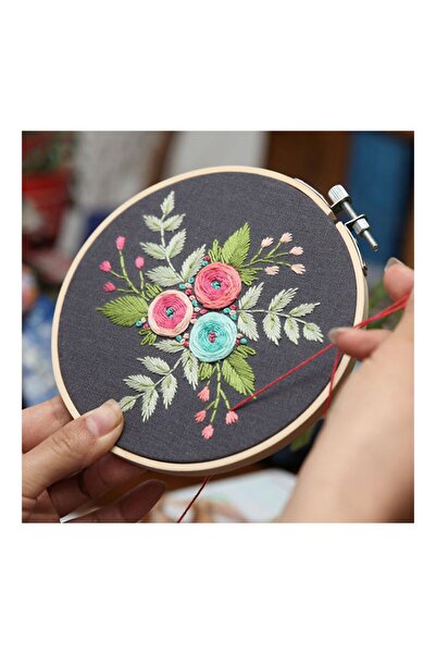 Raffine Round Handmade Flower Embroidery Set Needlework Multicolour 15 x 15 x 1cm