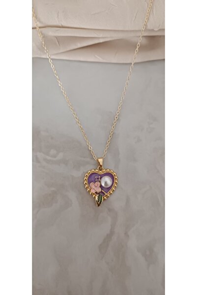 Shae Jewelry قلادة على شكل قلب من الحجر الأرجواني للنساء