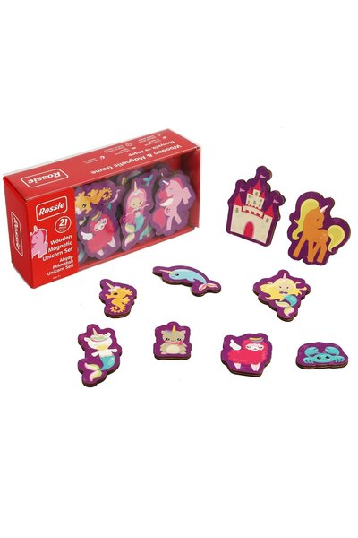 Gülce Design لعبة للفتيات، لعبة للأولاد، شخصيات يونيكورن خشبية مغناطيسية من ر...