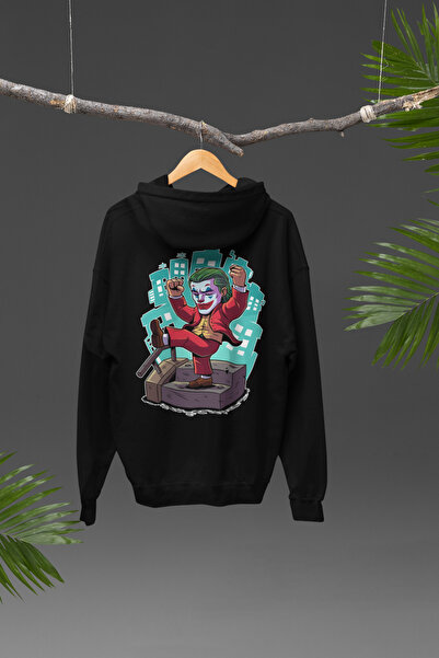 Nulivez هودي كبير الحجم للجنسين بتصميم جوكر مطبوع على الظهر