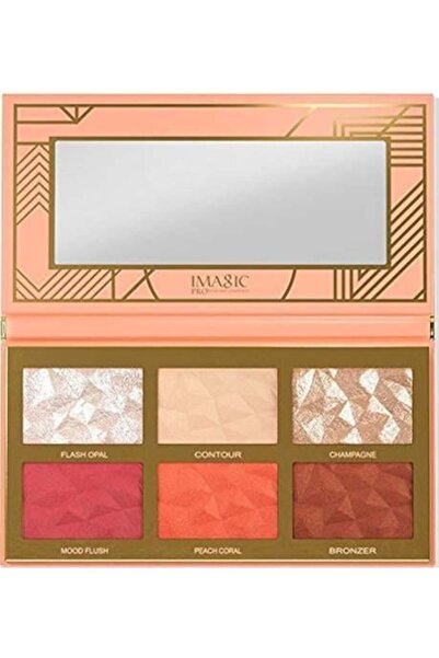 imagic لوحة مكياج احترافية للنساء من IMAGIC، 6 ألوان للهايلايتر، وبودرة الخدو...
