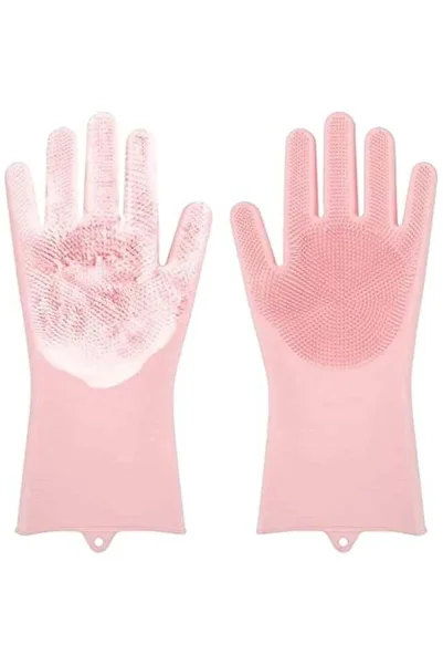 Generic Silic Dishwashing Gloves for Kitchen Silic Scrub Cleaning GlovesReusable Rubber Washing Gloves