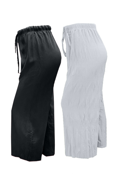 SDD Women's wide-leg pants, free size, two pieces, black and white
