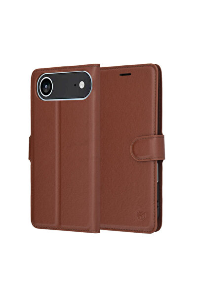 Techsuit Husă Folio din piele pentru iPhone 17 Air, maro