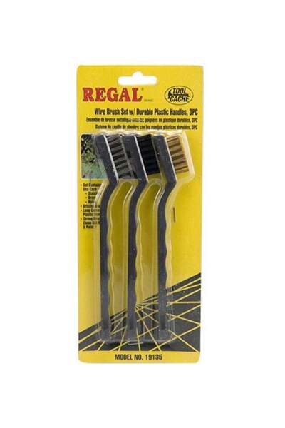 Generic Regal Pack Of 3 Mini Wire Brush Set Black