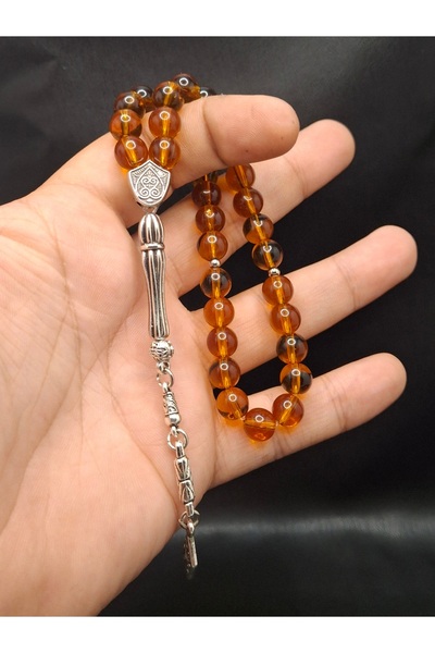 Han Ticarethane Honey Color Natural Glass Prayer Beads