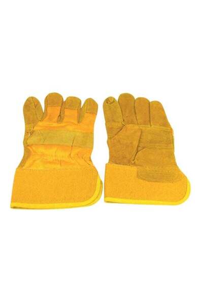 Generic 2-Piece Leather Gloves Yellow 28x15x4cm