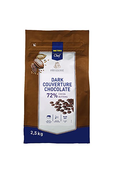 Metro Chef Household chocolate discs, 72% Cocoa, 2.5 Kg, Metro Chef