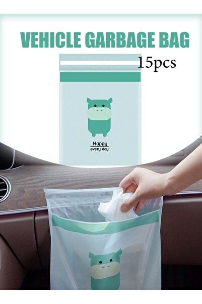 Generic Self Adhesive Trash Bags 15 Pcs,Waterproof Car Garbage Bag Disposable Trash Bags Leak Proof,Vomit B