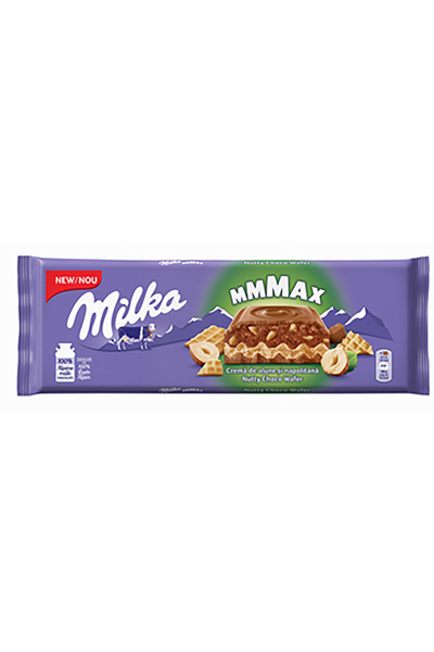 Milka Ciocolată cu lapte și napolitană Maxx, 270 g,