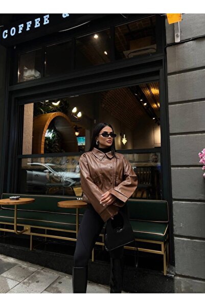 LB Laluna Butik Дамско кожено бомбър яке