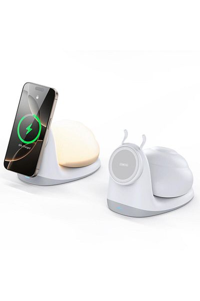 DUZZONA Charging Station with Night Light 15W W26, White