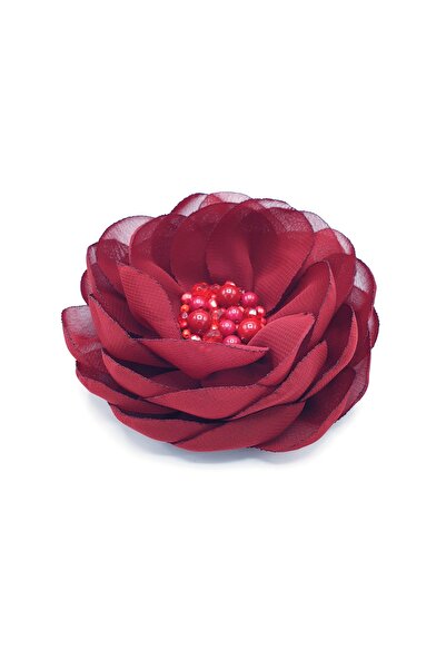 Corizmi Brosa eleganta floare mare din voal mijloc cu perle si cristale, hand...