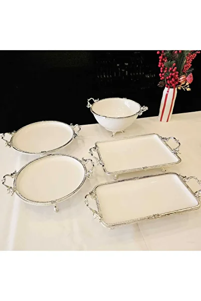 MaviDamla 10 Piece Cast Porcelain Presentation Set Silver