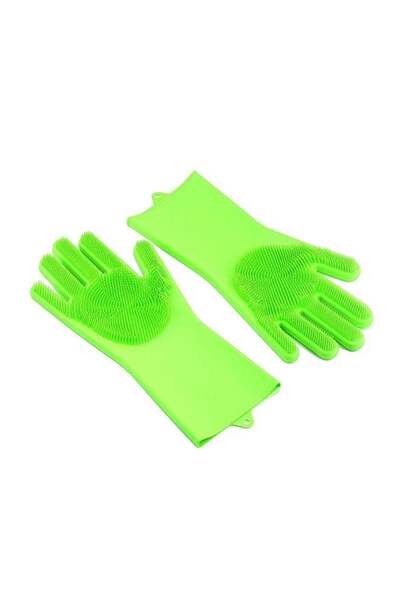 Generic Magic Silicone Gloves With Wash Scrubber Green 170grams