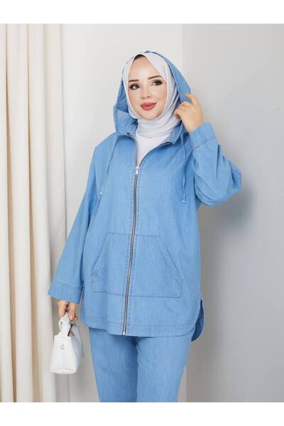 MissPul Women's Denim Jacket Pants Suit New Season Light Blue