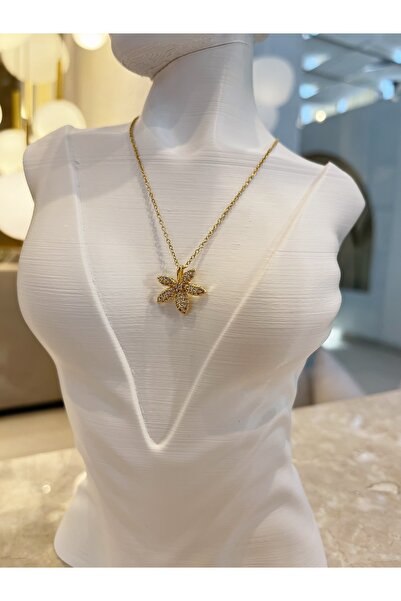 GIFTPALACE 5 Yaprak Yonca Desen Çelik Kararmaz Paslanmaz Tasarım Özel Zincirl...