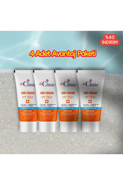 Dr. Clinic 50 Faktör korumalı Güneş Kremi 50 ml 4 lü set