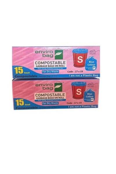 Generic general Compostable Trash Bags, 43x48 cms, Small size, Pack of 2 (15pcs each pack Total 30 pieces)