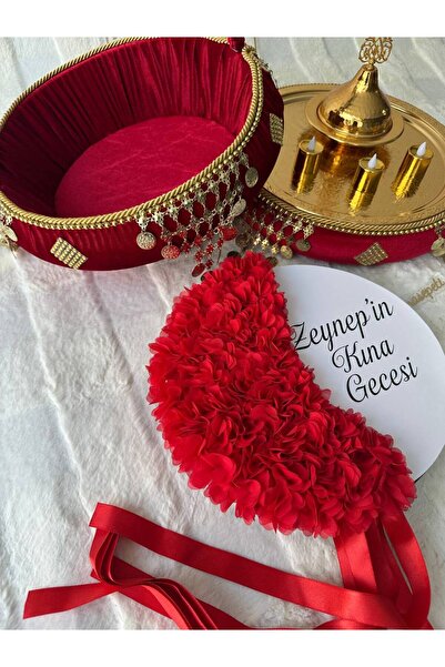 Kınasepeti Kişiye Özel İsimli Gelin Defi, Kına Tepsisi ve Sepeti 3'lü Kına Ge...