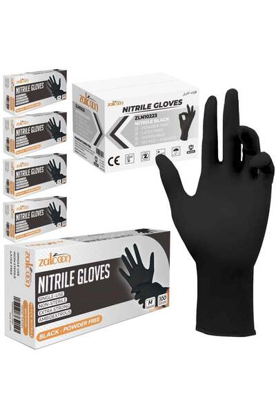 Generic Zalcoon Nitrile Exam Gloves, Black, Powder Free, Latex Free, Best for Restaurant, Saloon, Kitchen,
