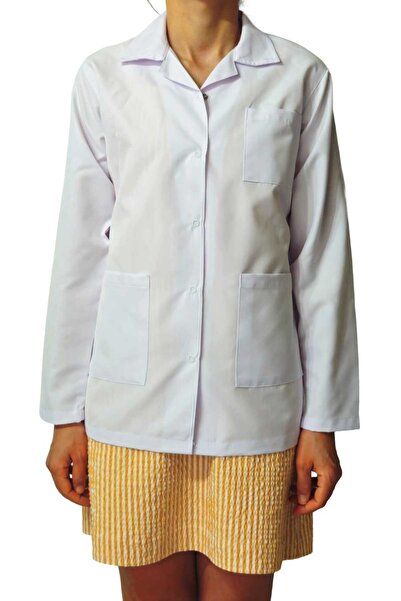 Ant Rotagrup Üniforma ve İş Elbiseleri Women's White Classic Collar Short Length Teacher Apron Doctor Apron Laboratory