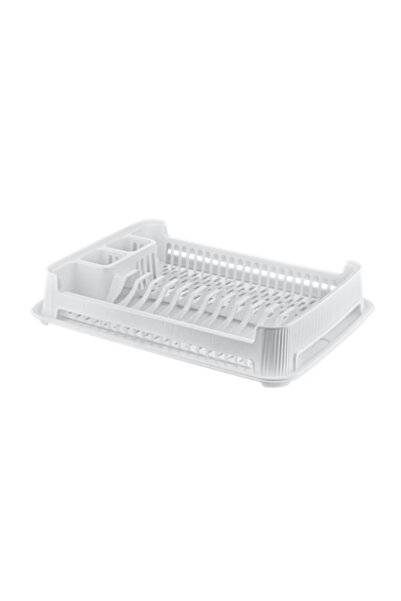 abnturk Ultra Lüks Kaliteli Şık Görünümlü Çizgili Beyaz Smart Tabaklık Kurutm...