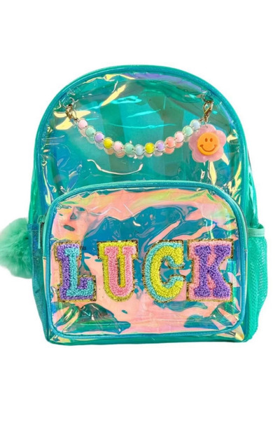 Vest حقيبة ظهر مطرزة باللون الفيروزي الشفاف