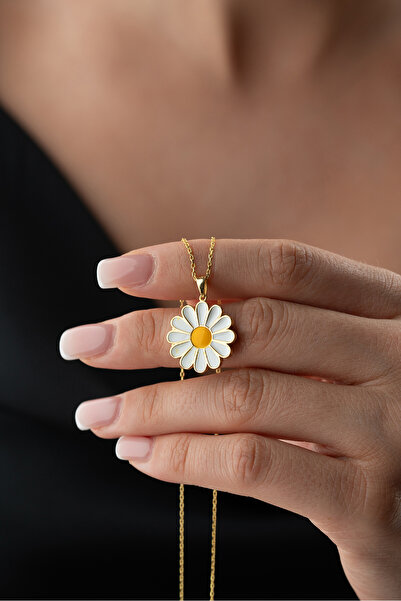 Silvano Jewelry 925 Ayar Gümüş Resimlik Papatya Kolye