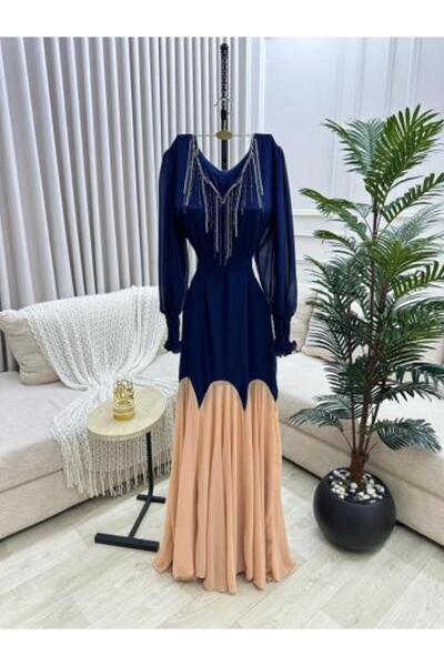 Generic Georgette Chiffon Dress in Navy