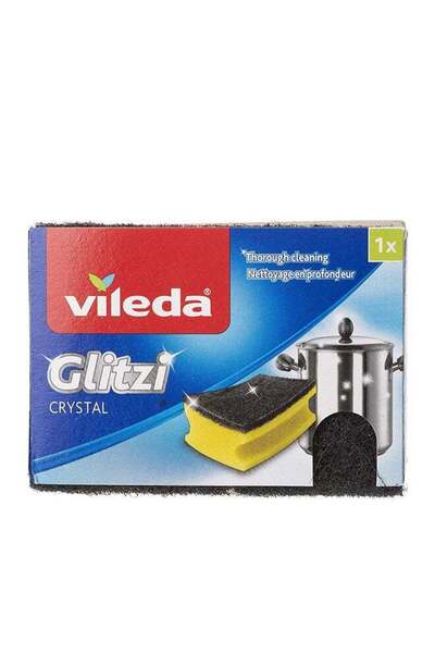 Generic Vileda Glitzi Crystal Scourer Sponge 1 Pc, Antibacterial, Long Lasting, Hygienic - Yellow And Black
