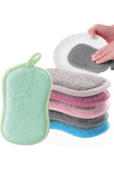 Generic MOMENT 2 Pack Microfiber Sponge Scrubbing Pads For Cleaning Tough Dirt Stain Removal Stubborn Washi