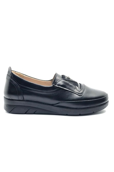 Kocamanlar Ayakkabı Berfilla Dr.Tavsiyeli 100% Leather Mother's Women's Ballerina Shoes BLACK