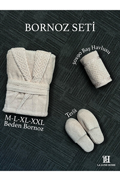 la lune home ASENA TERLİKLİ BORNOZ SETİ