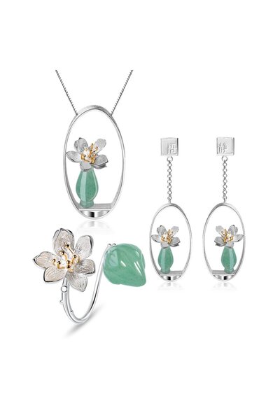 levandore مجموعة مزهرية لوتس ليف المصنوعة يدويًا من الفضة الإسترلينية، مطلية بالذهب عيار ١٨ قيراطًا