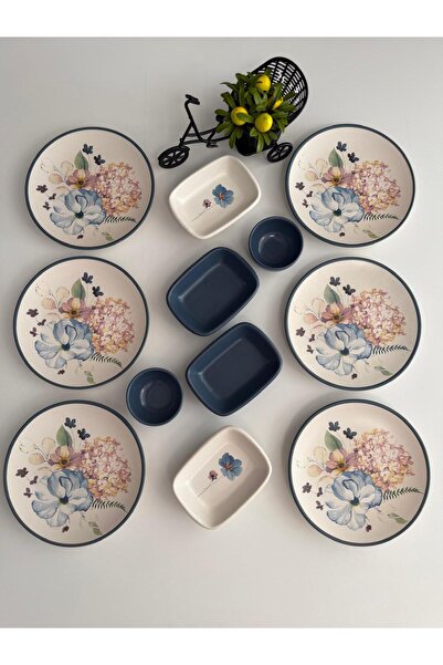 Keramika Takım Kahvaltı Blue Flowers 12 Parça 6 Kişilik