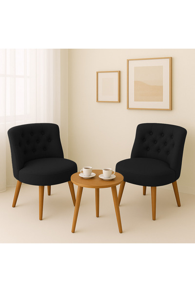 Kahraman Mobilya Aksesuarları İkili Berjer Koltuk Siyah - Çay Seti Koltuk Takımı