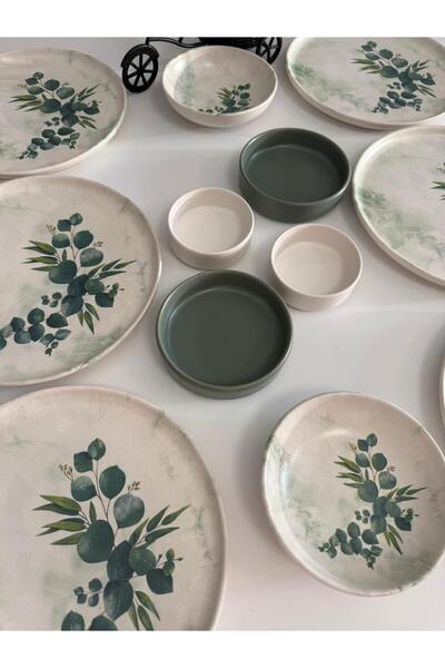 Keramika Set Breakfast Eucalyptus 12 Pieces for 6 People