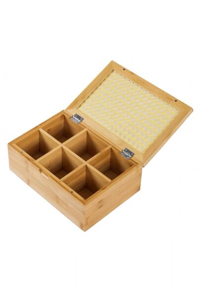 Sezka Life Bamboo Tea Box Storage Box Coffee,Herbal Tea Box Organizer Bamboo Organizer