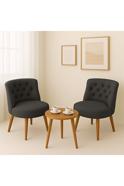 Kahraman Mobilya Aksesuarları İkili Berjer Koltuk Antrasit Gri- Çay Seti Koltuk Takımı