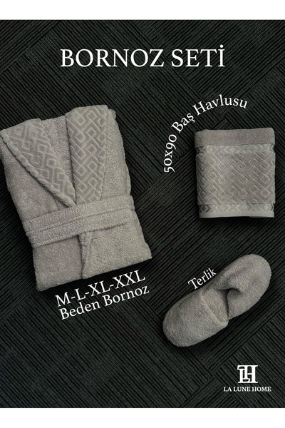 la lune home ASENA TERLİKLİ BORNOZ SETİ