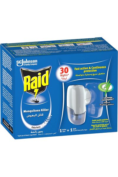 Raid Fast Action Electric Mosquito Killer Holder & Refill, Low Energy Consumption, Fast Action & Con