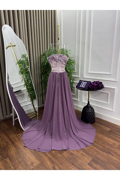 MAYAR Evening dress with crystal and chiffon back