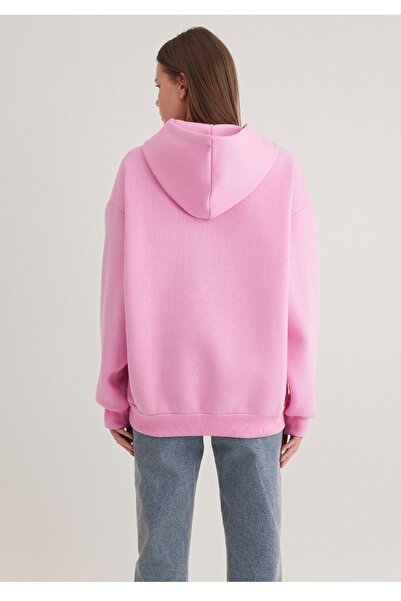 Mavi logo baskılı kapüşonlu oversiz (geniş kesim) sweatshirt