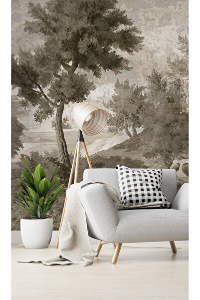 Tasarım 3D Doğa Manzara Ağaç Desenli Duvar Kağıdı Poster - Modern Dekor