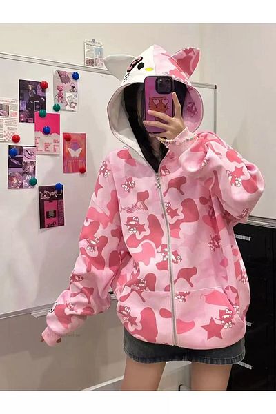 1blood Pink Sanrio Hello Kitty Oversize Unisex Cardigan