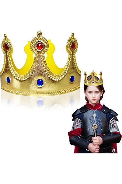 ForWhat تاج ملك ذهبي مقاس 57 سم للأطفال من إيفا لزي الحفلات المكتبية المنزلية