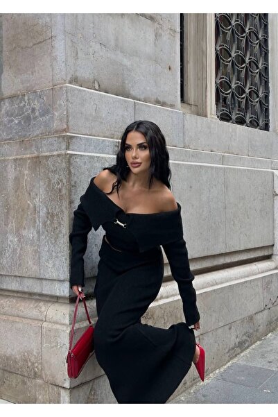 LB Laluna Butik Women's Madonna Collar Blouse and Skirt Knitwear Set