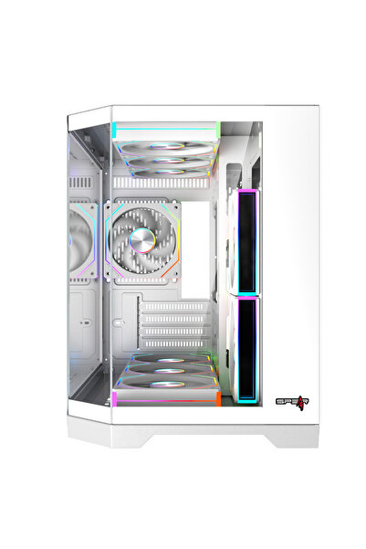 SPEARPC DOST 60 MINI MICRO-ATX GAMING CASE 6 ARGB FANS AND REMOTE CONTROL WHITE SUPPORT 360MM COOLER