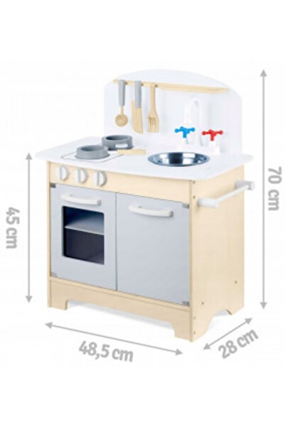 Ricokids Wooden Kitchen with Accessories for Kids, 70 x 48.5 x 28 cm,